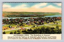 Guttenberg IA-Iowa, Aerial U.S. Government Lock and Dam Antique Vintage Postcard picture