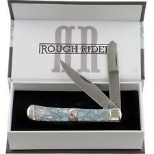 Rough Rider Crackle Stone Handles Trapper Pocket Knife RR1531 2 Folding Blades picture