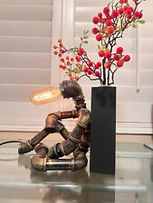 Steampunk Retro Vintage Style Industrial Water Pipe Robot Bronze Table Lamp picture