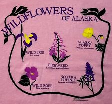 Vintage 80’s Single Stitch T Shirt Alaska Pink Wildflowers Of Alaska Graphic picture