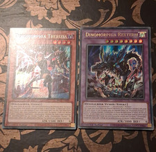 Konami Yu-Gi-Oh Dinomorphia Therizia & Rexterm 2 Cards DE Foil 1stA. picture