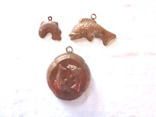 Vintage 3 Copper Fish Molds Chocolate Jello Cake Wall Art Italy picture