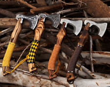 4 Pair Axe, Custom Gift Hand Forged Carbon Steel VIKING AXE with Ash Wood Shaft picture