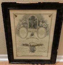1899 Framed Marriage Certificate - Nebraska - McMAHON & WHELAN Fam;ily (Joseph & picture