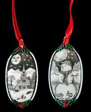 Double Sided Winter Themed Ornament.  Moosup Valley, Rachel Badeau, Etched picture