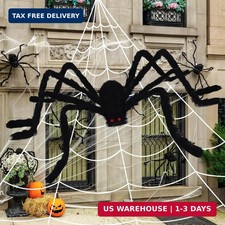 Halloween Decorations 200" Giant Web Outdoor + 59" Hairy Spider Décor picture