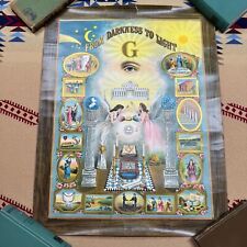 Vintage Free Mason From Darkness To Light Poster Grand Lodge BC MW Hazen 28x21 picture