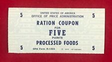 WWII Ration Coupon for 5 Points Processed Foods picture