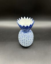 Bud Vase Pineapple Blue White Decor Figural  Ceramic Infertility Gift Crown picture