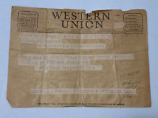1944 WWII Vintage Western Union Telegram from Chicago, IL to PA picture