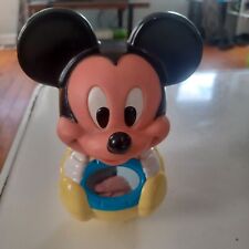 VTG 1984 Mickey Mouse Walt Disney Roly Poly Mirror Baby Rattle Toy 6” Tall picture