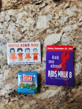 Vintage World Aids Day Walk HIV Awareness Buttons Pinbacks picture
