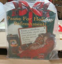 Vintage Coca Cola Santa Holiday Refreshment Promotional Cup Carboard Sign picture