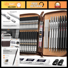 45PCS Metal Mechanical Pencil Set in Leather Case, 0.5-2mm for Sketching & Drawi picture