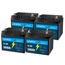 4 Pack 12V 50Ah LiFePO4 Lithium Battery, Deep Cycle, Perfect for RV, Golf Cart picture