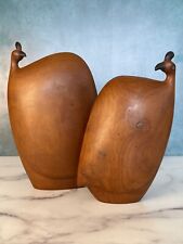 Two Beautiful Mid Century Modern MCM Modernist Carved Wood Peacock Sculptures picture
