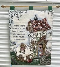BOYDS BEARS “THE MORE THE MERRIER”  WALL HANGING TAPESTRY W/DOWEL 26” X 36” RARE picture