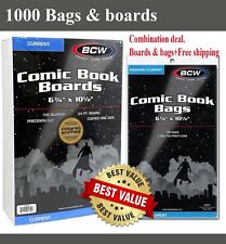 1000 BCW Current Modern Comic Book Bags Sleeves + Back Boards Acid Free Storage picture