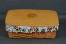 Longaberger 1996 Mother's Day Vanity basket 14753 wood lid liner 2 protectors picture