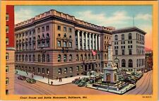 Baltimore MD-Maryland, Court House, Battle Monument, Vintage Postcard picture