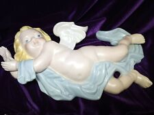 Vintage Cherub Wall Plaque Hand Painted 11'' picture