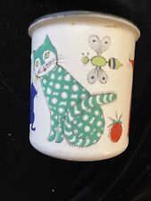 Mid century Finland Finel Enamelware Child’s Cup Cat Mouse Pig Squirrel Baby Mug picture
