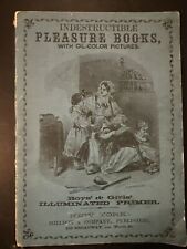 Antique 1850s Boys & Girls Illustrated Primer  Indestructible Pleasure Book✨ picture