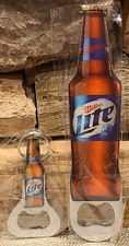 NEW Miller Lite 2 Pieces Bottle Openers Metal 1 Keychain 1 Full Size Miller Beer picture