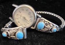 OLD PAWN Vintage Navajo Sterling Turquoise Watchband Tabs #114 picture