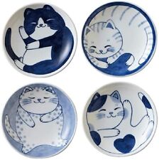 Mino Ware Japanese Small Plate Set Ceramic Cute Cats Design Appetizer Dessert... picture