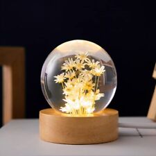 Yellow Daisy Preserved Flower Crystal Ball Night Light Lamp picture