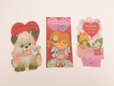Vintage Valentines Day Cards-Greeting Card- Animals Children Diecut Lot Of 3 picture