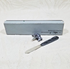 VINTAGE METZKE 1977 PEWTER 3 BLIND MICE MOUSE RAT CHEESE PICK & CHEESE KNIFE SET picture