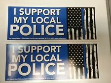 I Support My Local Police Blue Line Stickers 8.5 X 3.5 (2 stickers) picture