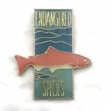 Endangered Species Trout Pin Gold Tone Enamel Fish Conservation￼ picture