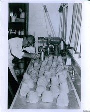 News Photo Smiling Man Wearing Lab Coat Mixer Mold Laboratory Science 8x10 picture