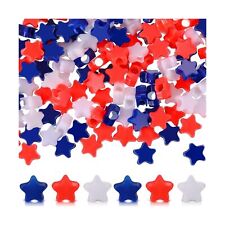 900 Pcs 4th of July Patriotic Pony Beads Independence Day White Red Blue Star... picture