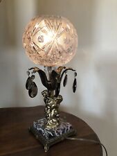 Vintage Hollywood Regency Crystal Cherub Table Lamp Mid Century 15.5
