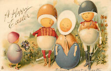 Tuck Easter Postcard 523 Hard Boiled Egg People, Soldiers, Egg Lady and Child picture