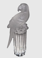 Vintage Goebel Frosted Crystal Glass Macaw Parrot Sculpture Figurine on Pedestal picture