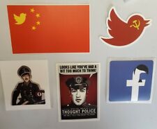 ANTI TWITTER FACEBOOK PRO FREE SPEECH Anti Censorship STICKERS 5 PACK LOT CCCP  picture