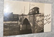 Winslow Maine ME First Trolley Car Over New Bridge RPPC Real Photo Postcard 1910 picture