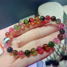 Genuine Natural Colorful Tourmaline Quartz Round Beads Bracelet 7.5mm AAAA picture