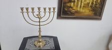Menorah 7 branch Jerusalem Temple 18.5 Inch Height 46 Cm 7 Branches Brass Menora picture
