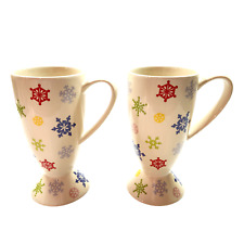 Set of 2 Whittard of Chelsea Sleddin Hill 2005 Snowflakes Coffee Mugs 12 oz picture