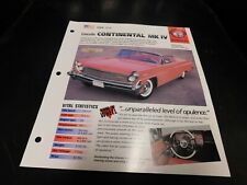 1959 Lincoln Continental Mark IV Spec Sheet Brochure Photo Poster picture