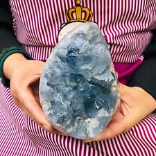 5.17LB Natural Beautiful Blue Celestite Crystal Geode Cave Mineral Specimen 176 picture