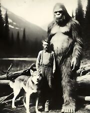 Sasquatch Bigfoot 1885 Photograph Logger and Wolf Cryptid Myth Folklore 8X10 picture