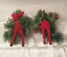 Vintage Reindeer 2 Halves Hanging Decor Flocked Styrofoam Christmas Door Wall picture