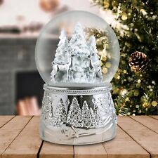 100mm Silver Reindeer in The Woods Snow Globe by The San Francisco Music Box picture
